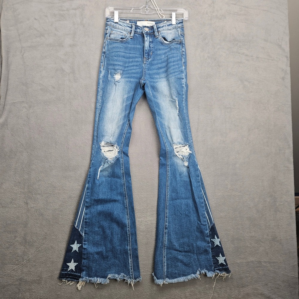 Bridge by GLY High Rise Super Flare Star Jeans Size 25 Festival  Country Indie